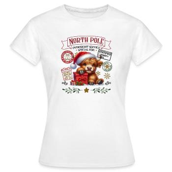 Nordpol Highlandrind Weihnachtsdesign - Frauen T-Shirt - Weiß - Vorne - AI Model Female 172 dark (172cm)