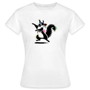 Écureuil élégant avec lunettes de soleil pochoir - T-shirt Femme - blanc - Devant - AI Model Female 172 dark (172cm)