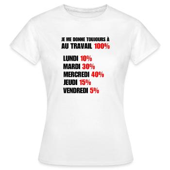 Je me donne toujours à 100 au travail - T-shirt Femme - blanc - Devant - AI Model Female 172 dark (172cm)