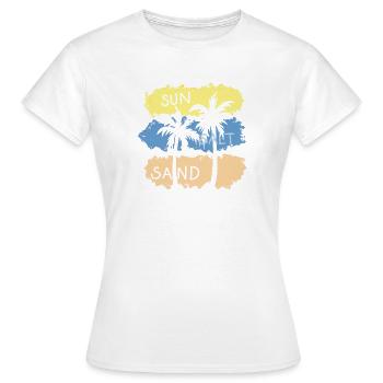 Soleil, sel, sable, vacances, bains de mer - T-shirt Femme - blanc - Devant - AI Model Female 172 dark (172cm)