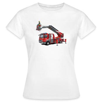Feuerwehr Drehleiter mit Rettungskorb - Frauen T-Shirt - Weiß - Vorne - AI Model Female 172 dark (172cm)