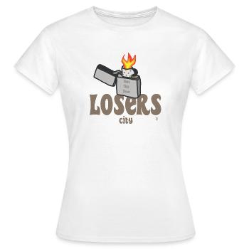 Grunge Rebel Lighter - Hate this town - Women's T-Shirt - white - Front - AI Model Female 172 dark (172cm)