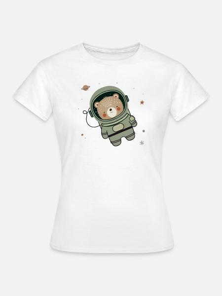 Süßer Astronauten-Bär im Weltraum - Frauen T-Shirt - Weiß