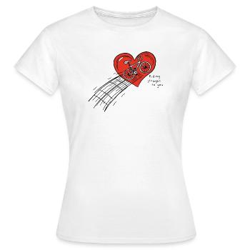 Cycling Heart : Rouler droit vers vous - T-shirt Femme - blanc - Devant - AI Model Female 172 dark (172cm)