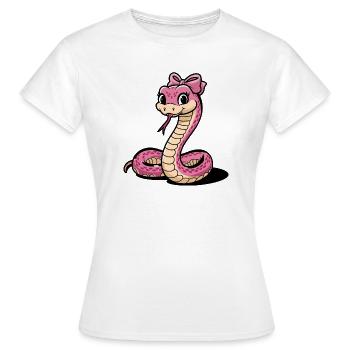 Rosa Schleife Schlange Karikatur - Frauen T-Shirt - Weiß - Vorne - AI Model Female 172 dark (172cm)