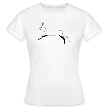 Reh / Rehbock - schwarzweiß Grafik - Frauen T-Shirt - Weiß - Vorne - AI Model Female 172 dark (172cm)