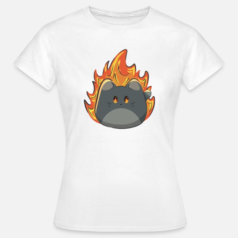 Chat mignon avec du feu - T-shirt Femme - blanc
