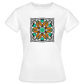 Pop art flower with hearts - Women's T-Shirt - white - Front - AI Model Female 172 dark (172cm)