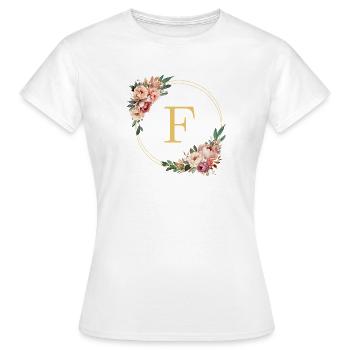F Monogram, Couronne de fleurs, Personnalisable - T-shirt Femme - blanc - Devant - AI Model Female 172 dark (172cm)