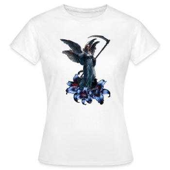 Engel mit blauem Blütenkranz - Frauen T-Shirt - Weiß - Vorne - AI Model Female 172 dark (172cm)