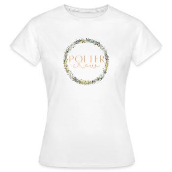 Polter Crew ! Blumenkranz Personalisierbar - Frauen T-Shirt - Weiß - Vorne - AI Model Female 172 dark (172cm)