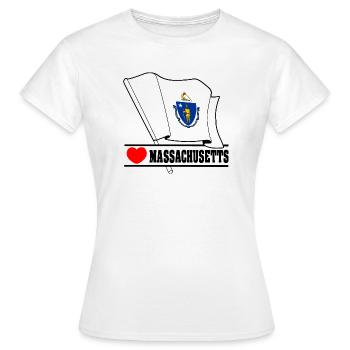 Flagge Massachusetts Herz MASSACHUSETTS - Frauen T-Shirt - Weiß - Vorne - AI Model Female 172 dark (172cm)