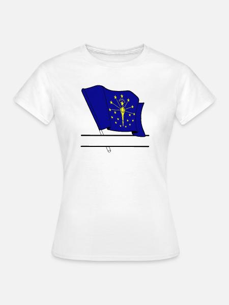 Flagge Indiana Textbanner - Frauen T-Shirt - Weiß