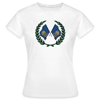 Fahnen USA Indaho im Lorbeerkranz - Frauen T-Shirt - Weiß - Vorne - AI Model Female 172 dark (172cm)