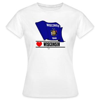 Drapeau Wisconsin coeur WISCONSIN - T-shirt Femme - blanc - Devant - AI Model Female 172 dark (172cm)