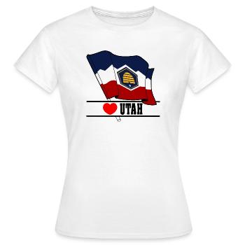 Hinweis Utah Herz UTAH - Frauen T-Shirt - Weiß - Vorne - AI Model Female 172 dark (172cm)
