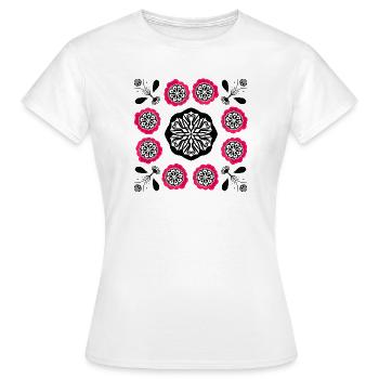 Flowerpower black and pink - Frauen T-Shirt - Weiß - Vorne - AI Model Female 172 dark (172cm)