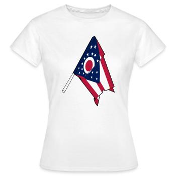 Flagge von Ohio - Frauen T-Shirt - Weiß - Vorne - AI Model Female 172 dark (172cm)