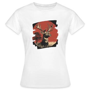 Cerf avec bois - T-shirt Femme - blanc - Devant - AI Model Female 172 dark (172cm)