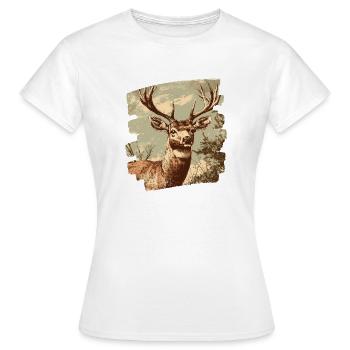 Cerf avec bois - T-shirt Femme - blanc - Devant - AI Model Female 172 dark (172cm)