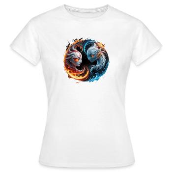 Harmonie élémentaire, yin et yang de la nature. - T-shirt Femme - blanc - Devant - AI Model Female 172 dark (172cm)