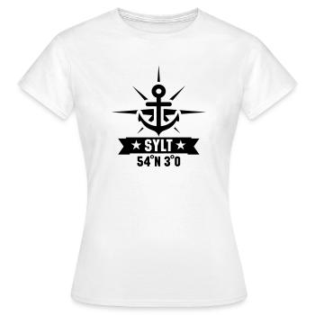 Sylt 54 Grad Nord 8 Grad Ost - Frauen T-Shirt - Weiß - Vorne - AI Model Female 172 dark (172cm)