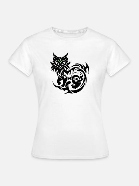 Mystische Katze tribal - Frauen T-Shirt - Weiß