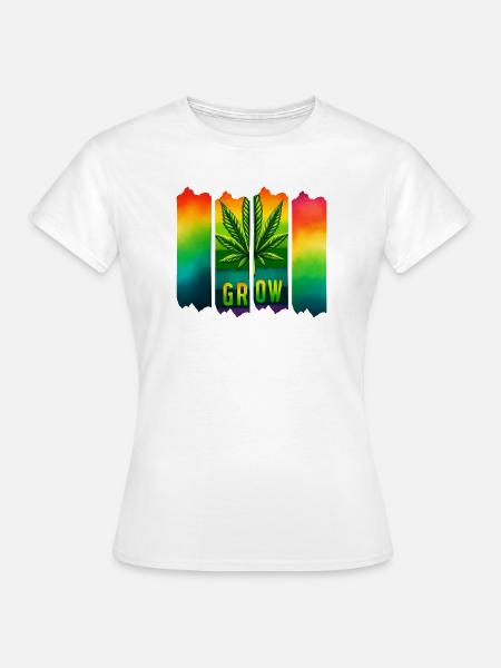 Grow Hanfblatt Brushdesign im Reggae-Stil - Frauen T-Shirt - Weiß