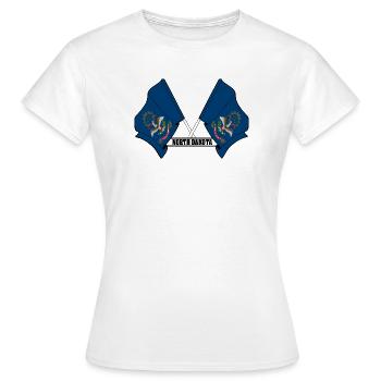texte des petits drapeaux DAKOTA du Nord - T-shirt Femme - blanc - Devant - AI Model Female 172 dark (172cm)