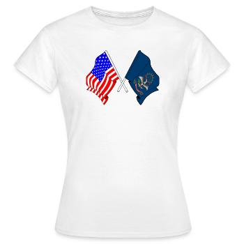 Drapeau des États-Unis et du Dakota du Nord croisé - T-shirt Femme - blanc - Devant - AI Model Female 172 dark (172cm)