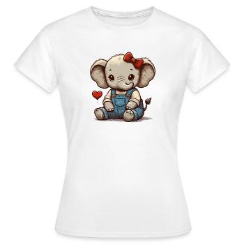 Bébé éléphant en salopette vintage - T-shirt Femme - blanc - Devant - AI Model Female 172 dark (172cm)