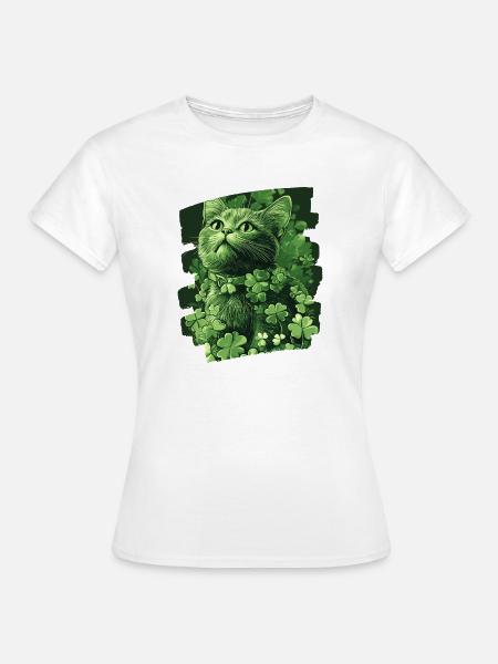 St Patricks day Katze - Frauen T-Shirt - Weiß