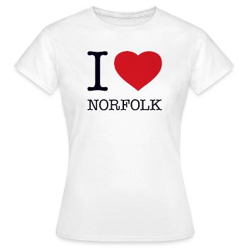 I LOVE NORFOLK - Frauen T-Shirt - Weiß - Vorne - AI Model Female 172 dark (172cm)