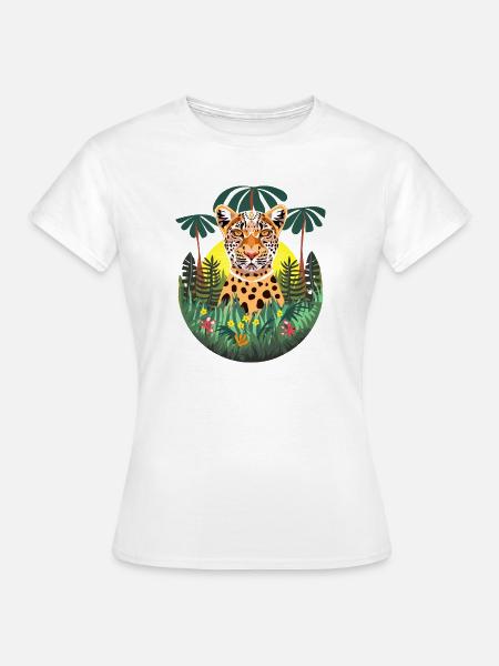 Tropischer bunter Dschungeljaguar - Frauen T-Shirt - Weiß