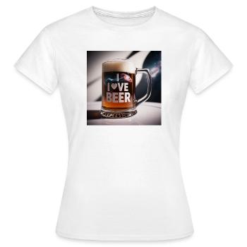 Chope à bière « I Love Beer » - T-shirt Femme - blanc - Devant - AI Model Female 172 dark (172cm)