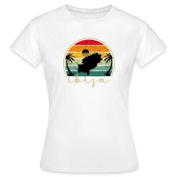 IBIZA - Sundown - Sonnenuntergang - Vintage Sunset - Frauen T-Shirt - Weiß - Vorne - AI Model Female 172 dark (172cm)