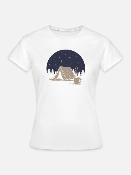 Camping und Kaffee - Frauen T-Shirt - Weiß