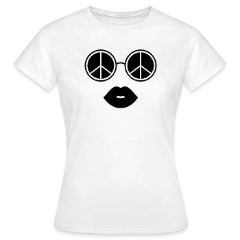 Frieden und Lippen / Friedensbrille und Lippen - Frauen T-Shirt - Weiß - Vorne - AI Model Female 172 dark (172cm)