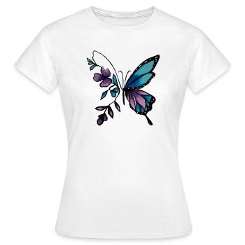 Elegant Butterfly with Floral Accents - Women's T-Shirt - white - Front - AI Model Female 172 dark (172cm)