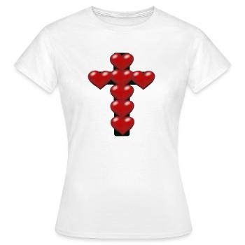 Coeur Coeurs Croix Croix Crucifix - T-shirt Femme - blanc - Devant - AI Model Female 172 dark (172cm)
