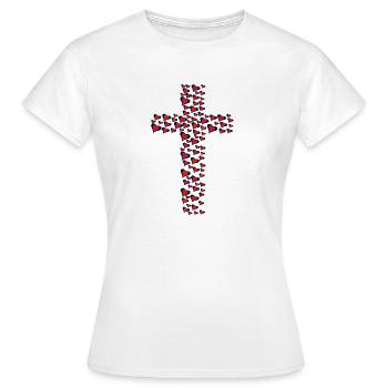 Coeur Coeurs Croix Croix Crucifix - T-shirt Femme - blanc - Devant - AI Model Female 172 dark (172cm)