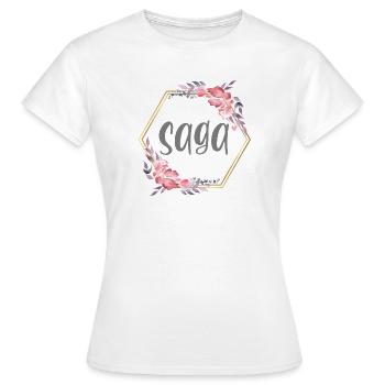 Cadeau personnalisé Saga Girl Name - T-shirt Femme - blanc - Devant - AI Model Female 172 dark (172cm)