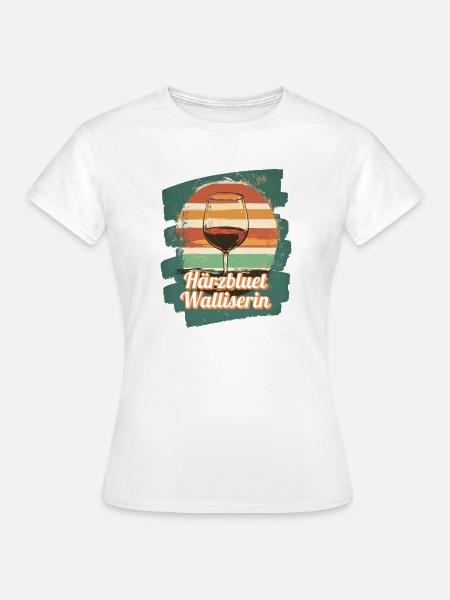 Härzbluetwalliserin Walliserin Wallis Schweiz - Frauen T-Shirt - Weiß
