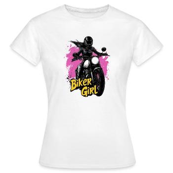 Biker Girl Motorrad Motorcycle Bikerin - Frauen T-Shirt - Weiß - Vorne - AI Model Female 172 dark (172cm)