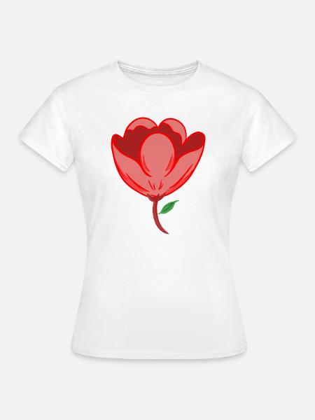 Rote Blume - Frauen T-Shirt - Weiß