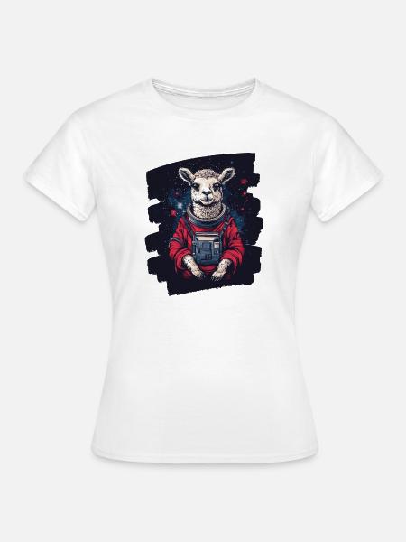 Lama Astronaut - Frauen T-Shirt - Weiß