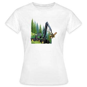 Harvester, harvester in the forest - Women's T-Shirt - white - Front - AI Model Female 172 dark (172cm)