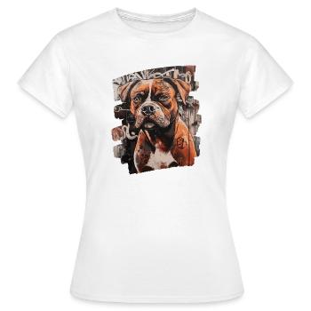 Chien de combat Bulldog - T-shirt Femme - blanc - Devant - AI Model Female 172 dark (172cm)