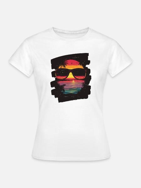 Sonnenbrille Sommer Palmen - Frauen T-Shirt - Weiß