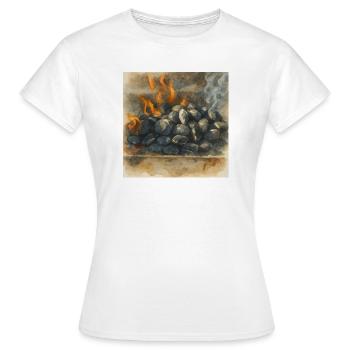 Motif de barbecue avec des braises et une flamme - Aquarelle - T-shirt Femme - blanc - Devant - AI Model Female 172 dark (172cm)